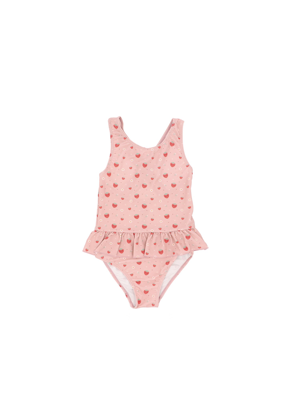 Monnëka Crossed Swimsuit with Ruffles Strawberry