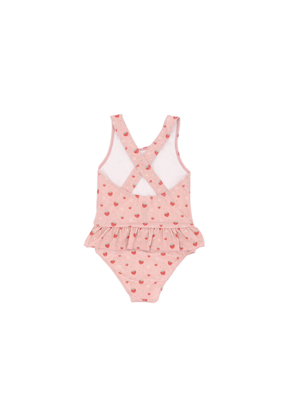 Monnëka Crossed Swimsuit with Ruffles Strawberry