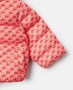 Wiggle Print / Love You Print Puffer Jas