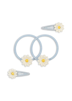 4-pack Daisy haarclipjes en elastiekjes