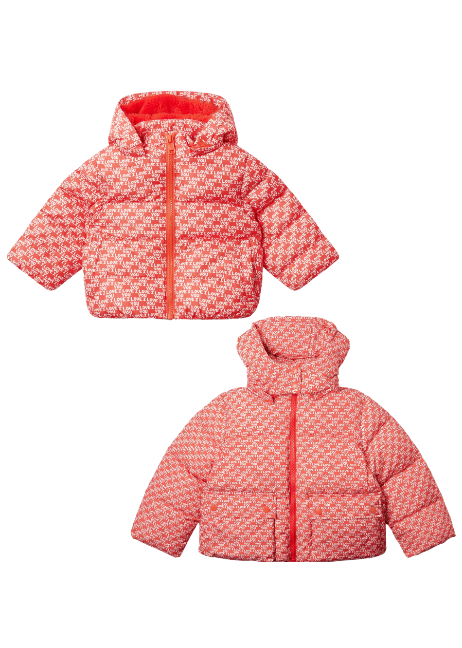 Wiggle Print / Love You Print Puffer Jas