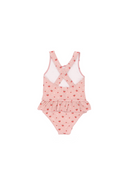 Monnëka Crossed Swimsuit with Ruffles Strawberry