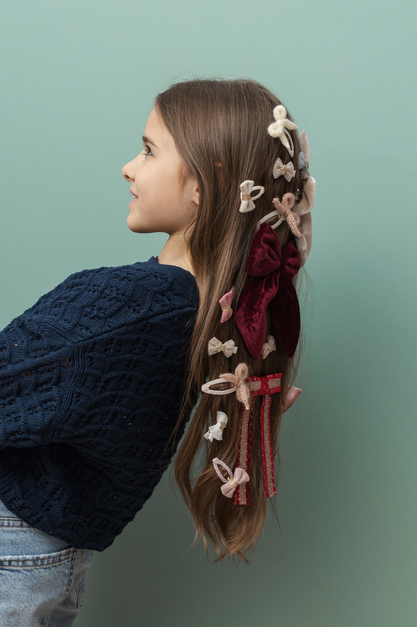 5-pack Tinkerbell Velvet strik haarclipjes