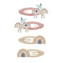 4-pack Winged Unicorn & Rainbow haarclipjes