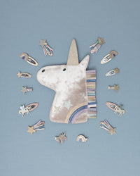 4-pack Winged Unicorn & Rainbow haarclipjes