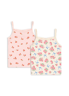 Basic 2-pack topjes met spaghetti bandjes