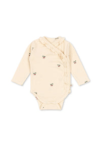 Sui Wrap Romper with ruffles