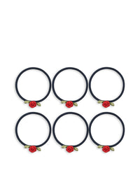 6-pack Rose Rouge haarelastiekjes