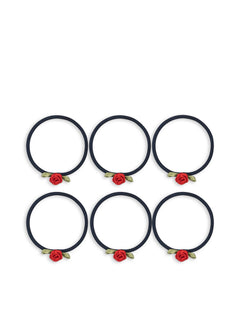 6-pack Rose Rouge haarelastiekjes